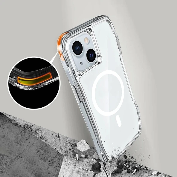 Apple iPhone 15 Kılıf M-safe Şarj Özellikli Airbagli Şeffaf Zore İncek Kapak - 7
