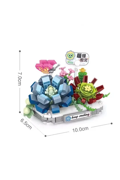 Loz Mikro Blok Saksılı Buz Mavisi Kar Lotusu Çiçeği 370 Parça 8831 - 2