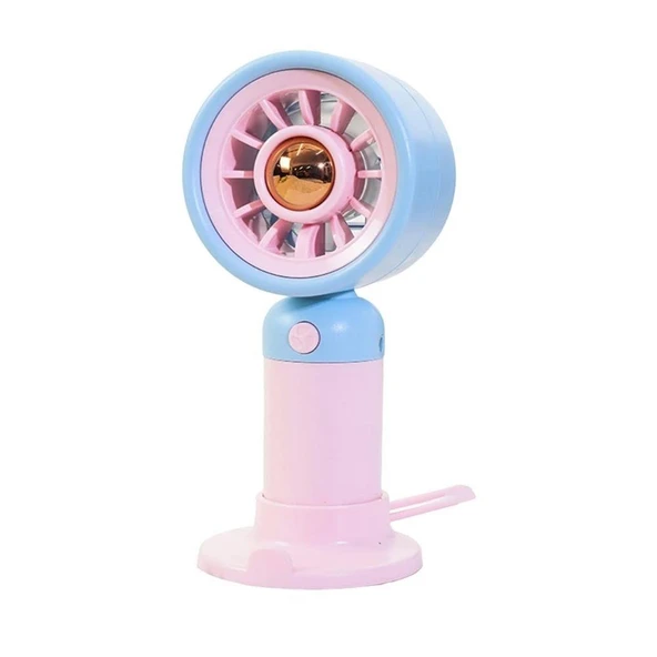 3 Kademeli Şarjlı Mini El Fanı - Mavi Pembe - 3