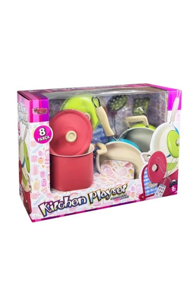 VARDEM OYUNCAK Vardem 8 Parça Pembe Emaye Tencere Tava Seti - 2