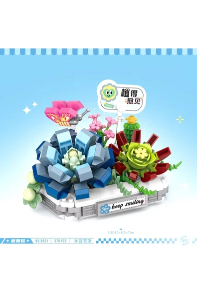 Loz Mikro Blok Saksılı Buz Mavisi Kar Lotusu Çiçeği 370 Parça 8831 - 3