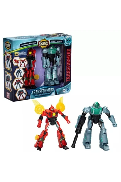 transformers EarthSpark Terran Twitch ve Robby Malto İkili Aksiyon Figürü Seti