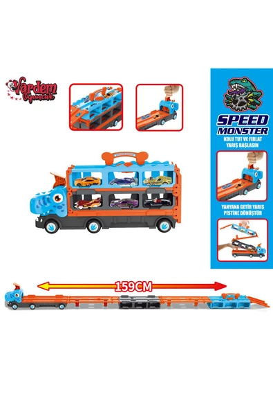 Vardem Dinazor Sürat Pistli Tır Uzayabilen Parkurlu Sürat Pisti 159 cm 6 Araçlı - 2