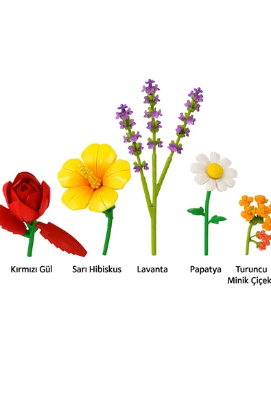 Loz Eternal Flowers Parçalı Yapım Seti – Gül, Hibiskus, Lavanta ve Papatya (574 Parça) - 3