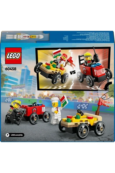LEGO ® City Pizza Arabası İtfaiye Kamyonuna Karşı Yarış Arabası Paketi 60458- 5+ Oyuncak Seti (70 Pr) - 4
