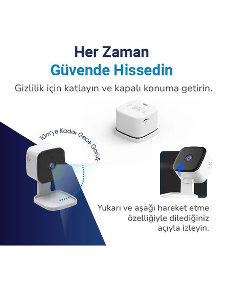 Hybrone Fold Katlanabilir Wi-Fi Akıllı Kamera, İnsan Algılama Çift Yönlü Sesli Görüşme, Hareket Algılama, Siren Özelliği - 3