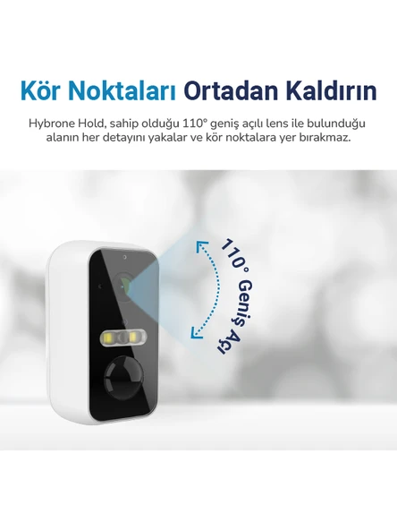 Hybrone Hold İç ve Dış Ortam Bataryalı Wi-Fi Akıllı Kamera, Renkli Gece Görüşü, Siren ve Işığı ile Aktif Caydırıcılık, - 3