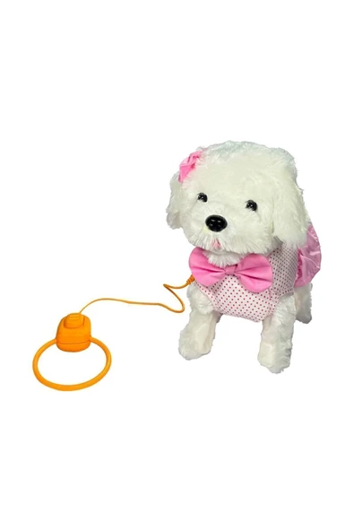VARDEM OYUNCAK Peluş Kumandalı Tasmalı Yürüyen Pembe Fiyonklu Sevimli Köpek - 2