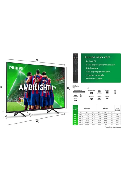 Philips 50PUS8309/62 50 inç 126 Ekran Smart 4K UHD Dolby Vision Dolby Atmos Titan OS Ambilight LED TV - 2