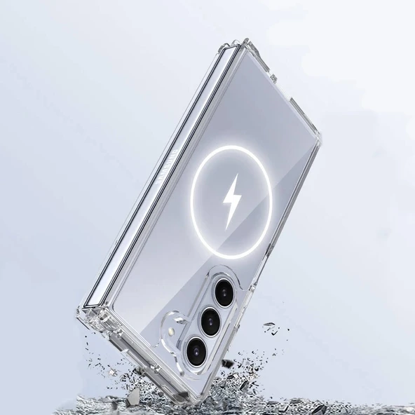 Galaxy Z Fold 6 Kılıf M-safe Şarj Özellikli Şeffaf Sert PC Zore Embos Kapak - 2