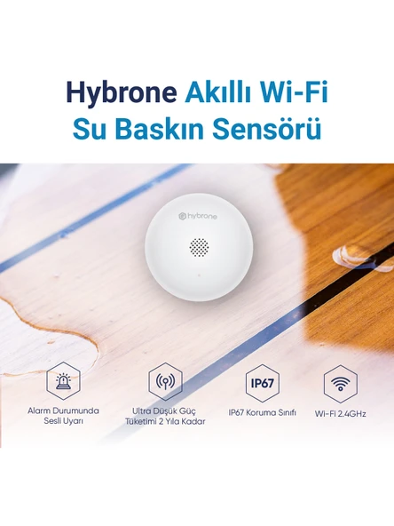 Hybrone Akıllı Wi-Fi Su Baskın Sensörü, Yüksek Sesli Anında Uyarı, Uygulama ile Anında Bildirim - 2