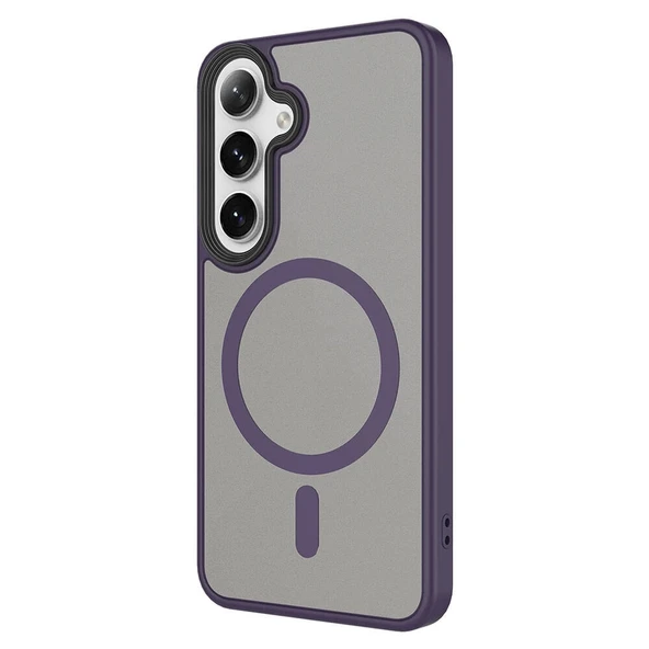 Galaxy S24 Kılıf Sert PC Arka Yüzey Wireless Şarj Özellikli Zore Flet M-safe Kapak - Resim 6