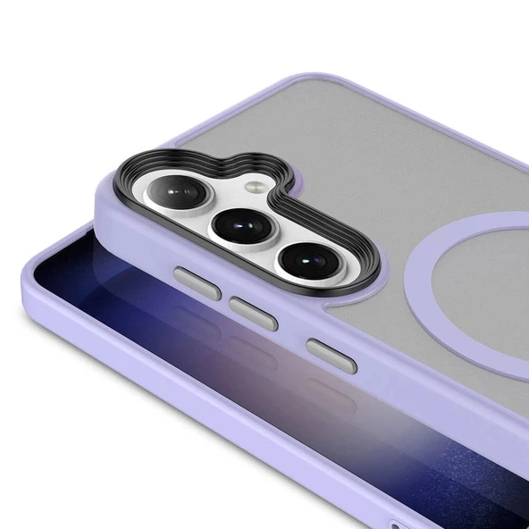 Galaxy S24 Kılıf Sert PC Arka Yüzey Wireless Şarj Özellikli Zore Flet M-safe Kapak - Resim 2