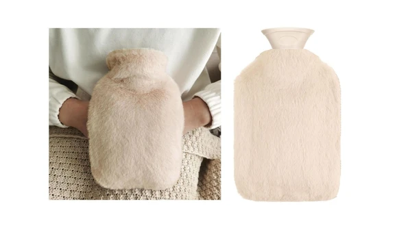 SICAK SU TORBASI YAN CEPLİ PUDRA PEMBE PELUŞ TERMOFOR 26X17X2CM 750 ML