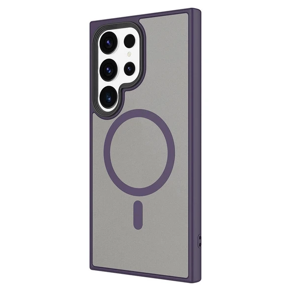 Galaxy S24 Ultra Kılıf Sert PC Arka Yüzey Wireless Şarj Özellikli Zore Flet M-safe Kapak - Resim 3