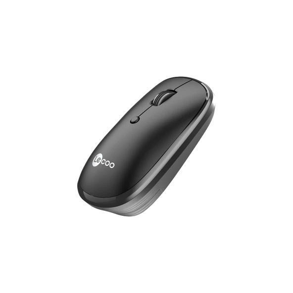 Lenovo Lecoo WS209 Siyah Şarjlı Sessiz Ergonomik Optik Kablosuz Mouse - 6 Tuşlu 1600DPI Çift Modlu - Resim 3