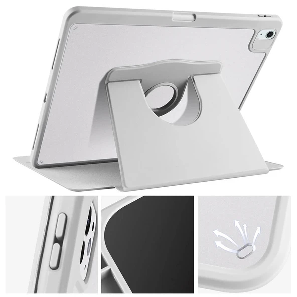 Apple iPad Pro 12.9 2022 M2 Kılıf Zore Termik Kalem Bölmeli Dönebilen Standlı Kılıf - 6
