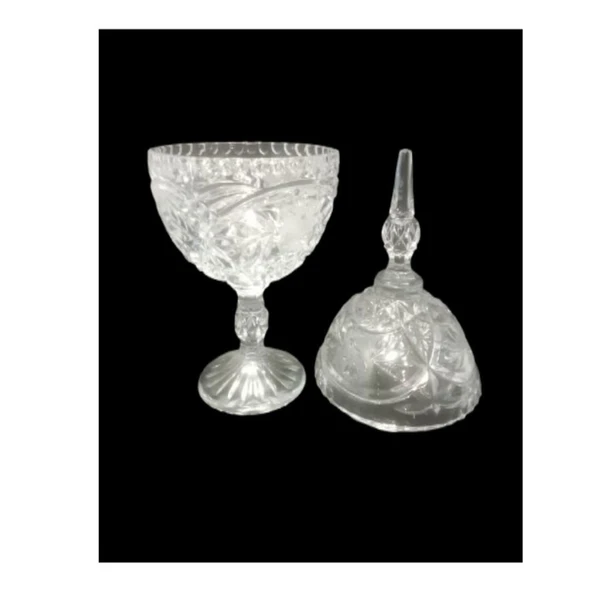 KRISTAL CAM AYAKLI ŞEKERLİK,KURABİYE SUNUMLUK 15x15x32cm - 3