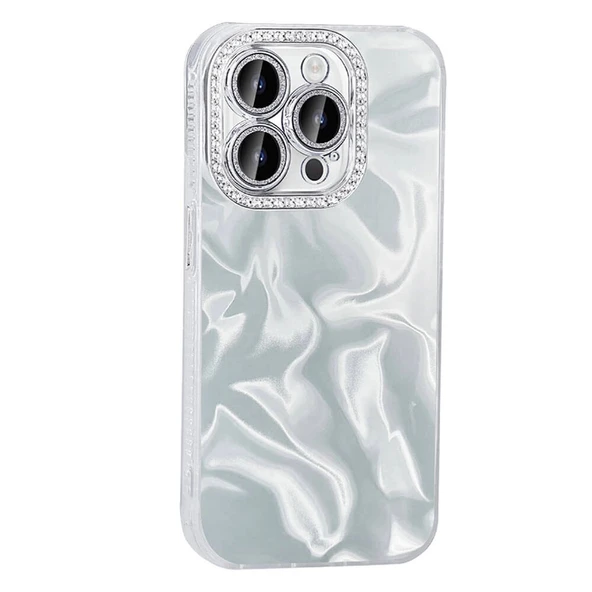 Apple iPhone 14 Pro Max Kılıf Airbagli Parlak Taş Detay Tasarımlı Zore Esila Kapak - Resim 2
