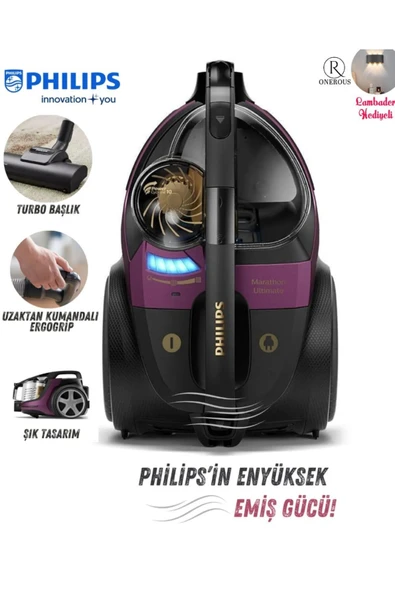 Philips KumandalıKontrol Halı ve Sert Zeminler İçin Güçlü Emiş, Kolay Kullanım ve Sessiz Çalışma Özellikleri