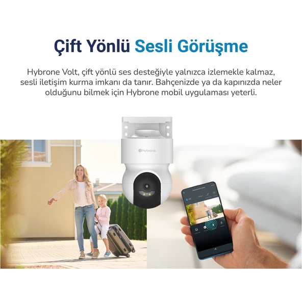 Hybrone Omni Volt Dış Ortam Wi-Fi Akıllı Kamera, Renkli Gece Görüşü, 360 Derece Görüntüleme, İnsan Algılama, Çift Yönlü Sesli Görüşme, Siren - 6