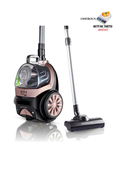 Arnica Tesla Premium Rose Gold Elektrikli Süpürge Turbo Başlıklı, Koldan Kumandalı