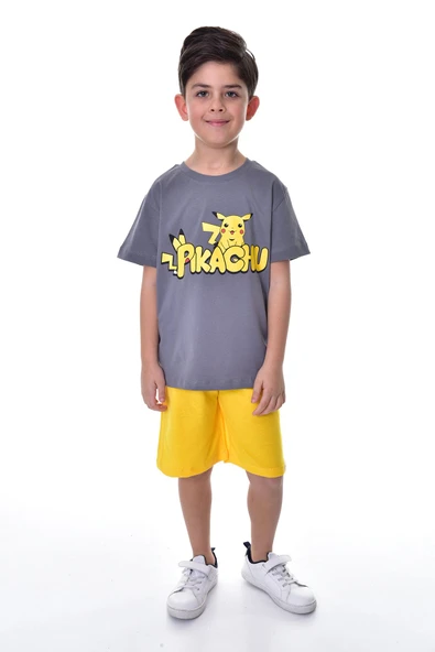 Pikachu Baskılı 2'li Şort - T-Shirt Çocuk Takım