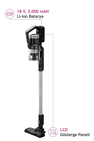 Altus Dik Şarjlı Süpürge Ergonomik Tasarım ve Güçlü Emiş ile Üstün Performans Hepa Fİltre - 4