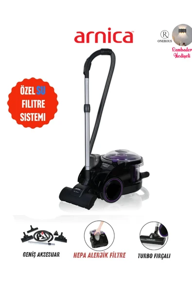 Arnica Bora 11133 Su Filtreli Süpürge, 850w, Hepa 13 Filtre, Siyah-mor