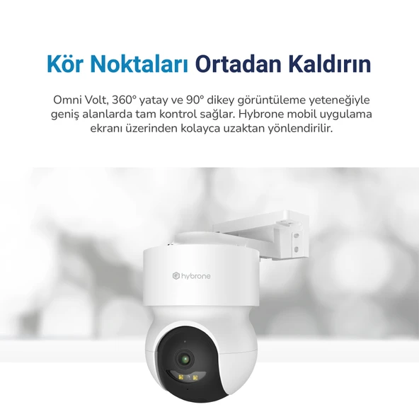 Hybrone Omni Volt Dış Ortam Wi-Fi Akıllı Kamera, Renkli Gece Görüşü, 360 Derece Görüntüleme, İnsan Algılama, Çift Yönlü Sesli Görüşme, Siren - 4