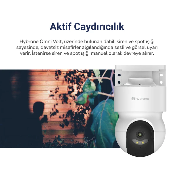 Hybrone Omni Volt Dış Ortam Wi-Fi Akıllı Kamera, Renkli Gece Görüşü, 360 Derece Görüntüleme, İnsan Algılama, Çift Yönlü Sesli Görüşme, Siren - 5