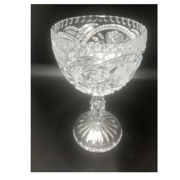 KRISTAL CAM AYAKLI ŞEKERLİK,KURABİYE SUNUMLUK 15x15x32cm - 2