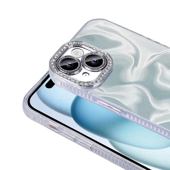 Apple iPhone 15 Plus Kılıf Airbagli Parlak Taş Detay Tasarımlı Zore Esila Kapak - Resim 5