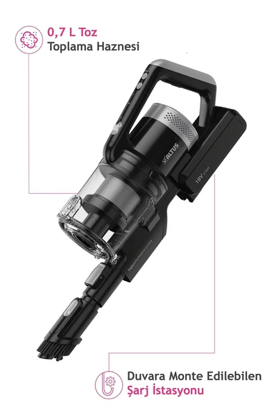 Altus Dik Şarjlı Süpürge Ergonomik Tasarım ve Güçlü Emiş ile Üstün Performans Hepa Fİltre - 5