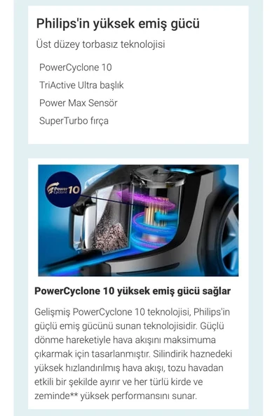 Philips KumandalıKontrol Halı ve Sert Zeminler İçin Güçlü Emiş, Kolay Kullanım ve Sessiz Çalışma Özellikleri - 2