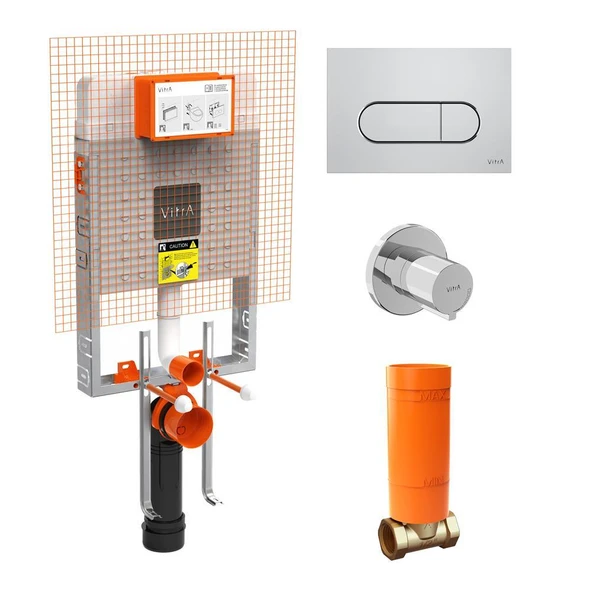 VitrA İntegra Square Rim-Ex Asma Klozet + Slim Duroplast Yavaş Kapak + Gömme Rezervuar  SET - Resim 6