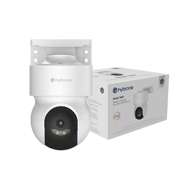 Hybrone Omni Volt Dış Ortam Wi-Fi Akıllı Kamera, Renkli Gece Görüşü, 360 Derece Görüntüleme, İnsan Algılama, Çift Yönlü Sesli Görüşme, Siren