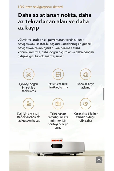 Xiaomi Wİ-Fİ ve Sesli Kontrol 2 si 1 Arada Süpürme ve Paspaslama Özelliğiyle Pratik Temizlik 5000pa Güç - 2