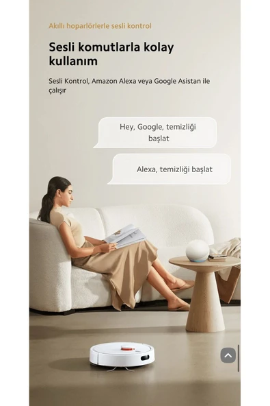 Xiaomi Wİ-Fİ ve Sesli Kontrol 2 si 1 Arada Süpürme ve Paspaslama Özelliğiyle Pratik Temizlik 5000pa Güç - 4