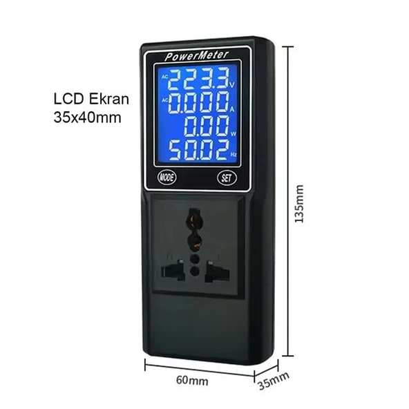 Powermaster PM-26400 Volt Amper Watt HZ Güç Ölçer Dijital Ekranlı (Powermeter) - 3