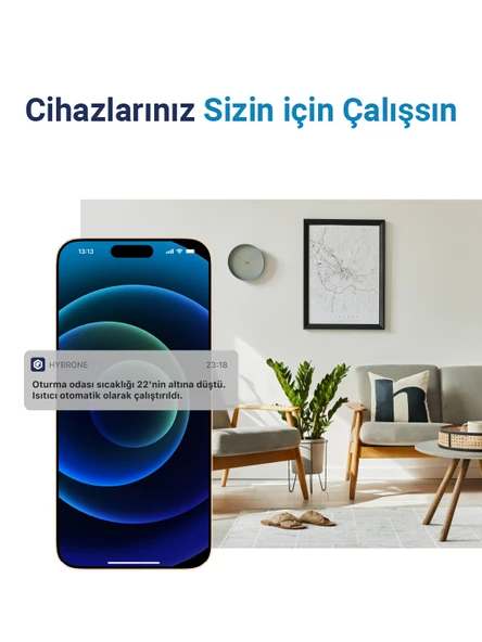 Hybrone Akıllı Wi-Fi LCD Ekranlı Sıcaklık ve Nem Sensörü, Gerçek Zamanlı Sıcaklık ve Nem Verileri, Uygulama Üzerinden Anında Bildirim - 6