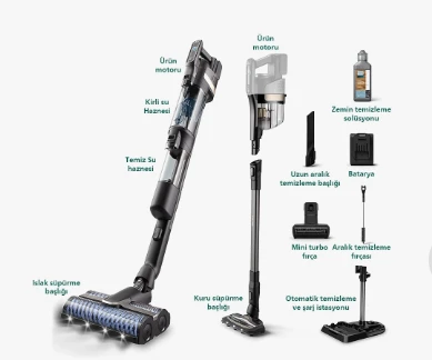 Philips Islak & Kuru Aqua Trio 9000 Seri Dijital Ekran, Hibrit Güç Motorlu Premium Kablosuz Dikey Süpürge