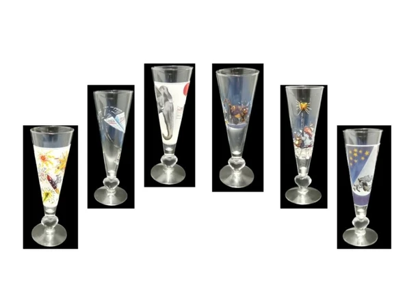 CAM KADEH,ŞARAP,ŞAMPANYA,KOKTEYL BARDAK SETİ 6 ADET ITALYAN TASARIM 6,2x6,2x20cm - 2