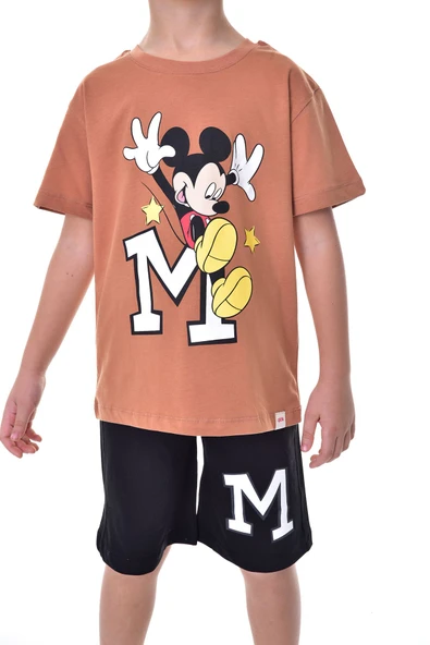 Mickey Baskılı 2'li Şort - T-Shirt Çocuk Takım - 11