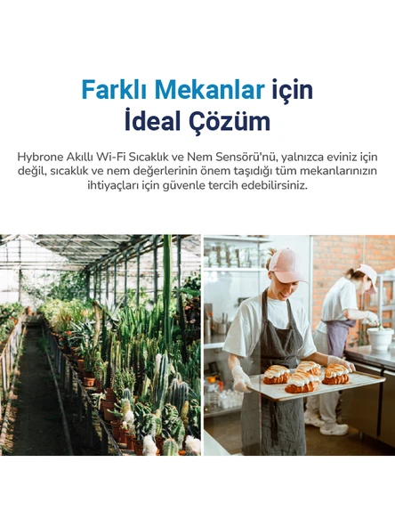 Hybrone Akıllı Wi-Fi Sıcaklık ve Nem Sensörü, Gerçek Zamanlı Sıcaklık ve Nem Verileri, Yüksek Hassasiyet, Uygulama Üzerinden Anında Bildirim - 4