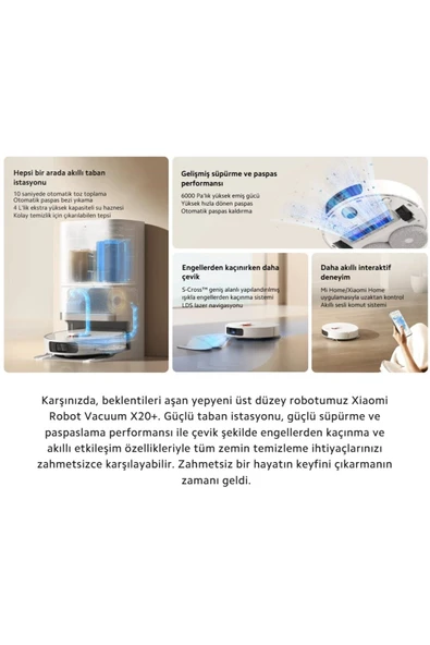 Xiaomi İstasyonlu Robot Süpürge 6000pa Sesli Kontrol Robot Vacuum-hepsi Bir Arada Otomatik Robot Süpürge - 4