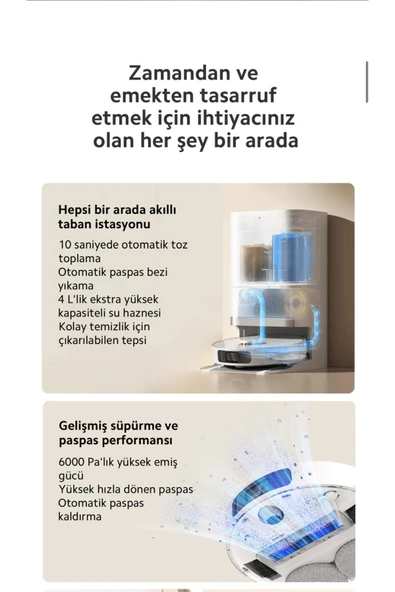 Xiaomi İstasyonlu Kendini Temizleyen 6000pa Sesli Kontrol -gelişmiş Süpürme Ve Paspas Akıllı Robot Süpürge - 7