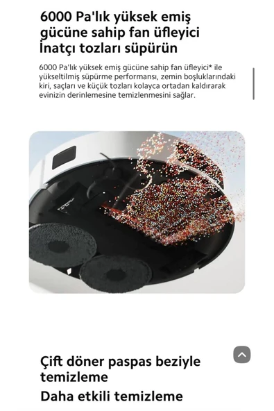 Xiaomi S20+ Plus Akıllı Robot Süpürge 6000Pa Yüksek Çekim Gücü Wİ-Fİ ve Ses İle Kontrol Özellikli - 6