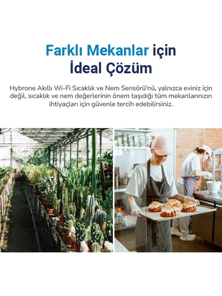 Hybrone Akıllı Wi-Fi LCD Ekranlı Sıcaklık ve Nem Sensörü, Gerçek Zamanlı Sıcaklık ve Nem Verileri, Uygulama Üzerinden Anında Bildirim - 4