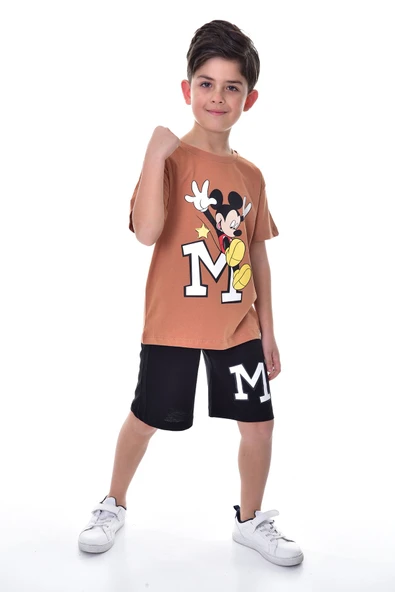 Mickey Baskılı 2'li Şort - T-Shirt Çocuk Takım - 10